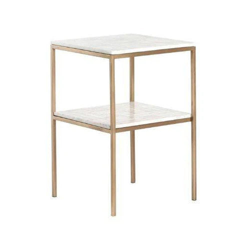 Table d’Appoint 2 Étages – Plateau en Marbre Blanc & Design Élégant