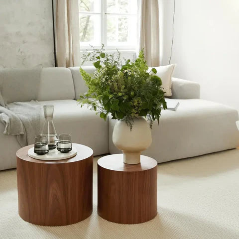 Tables Basses Duo Orion en Bois Plaqué Noyer