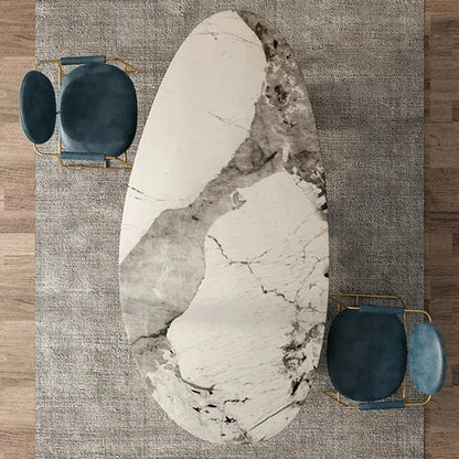 Table à Manger Ovale de Luxe en Céramique – Piètement en Acier Moderne (180 x 90 cm)