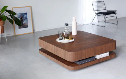 Table Basse - ARVENA en Latte Massif Plaqué Noyer